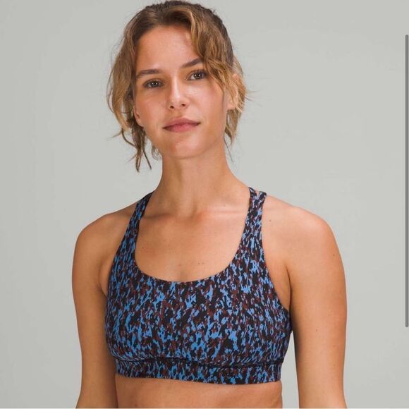 Lululemon Energy Bra Leopard Camo Blue Nile Multi 12 - Picture 9 of 10